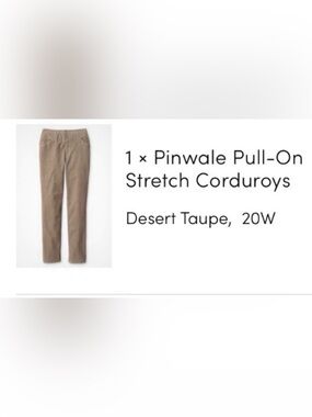 Coldwater Creek Taupe Corduroy Pants
